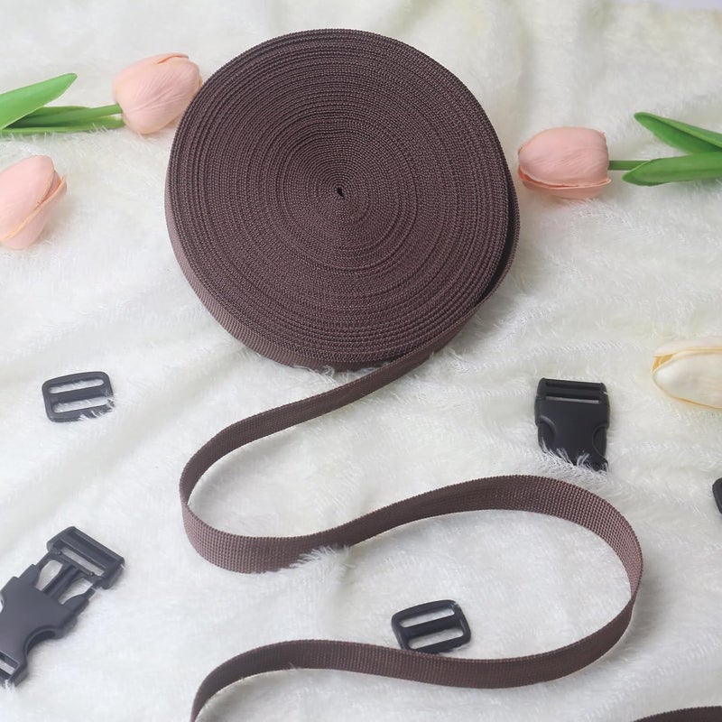 ZHFMLY ZHFMILY Coffee Straps with Buckle 1 inch, 20 Yards Polypropylene Webbing Straps Ribbon for Sewing, Seatbelt, Backpack Bag, DIY Crafts & Projects - Image 4